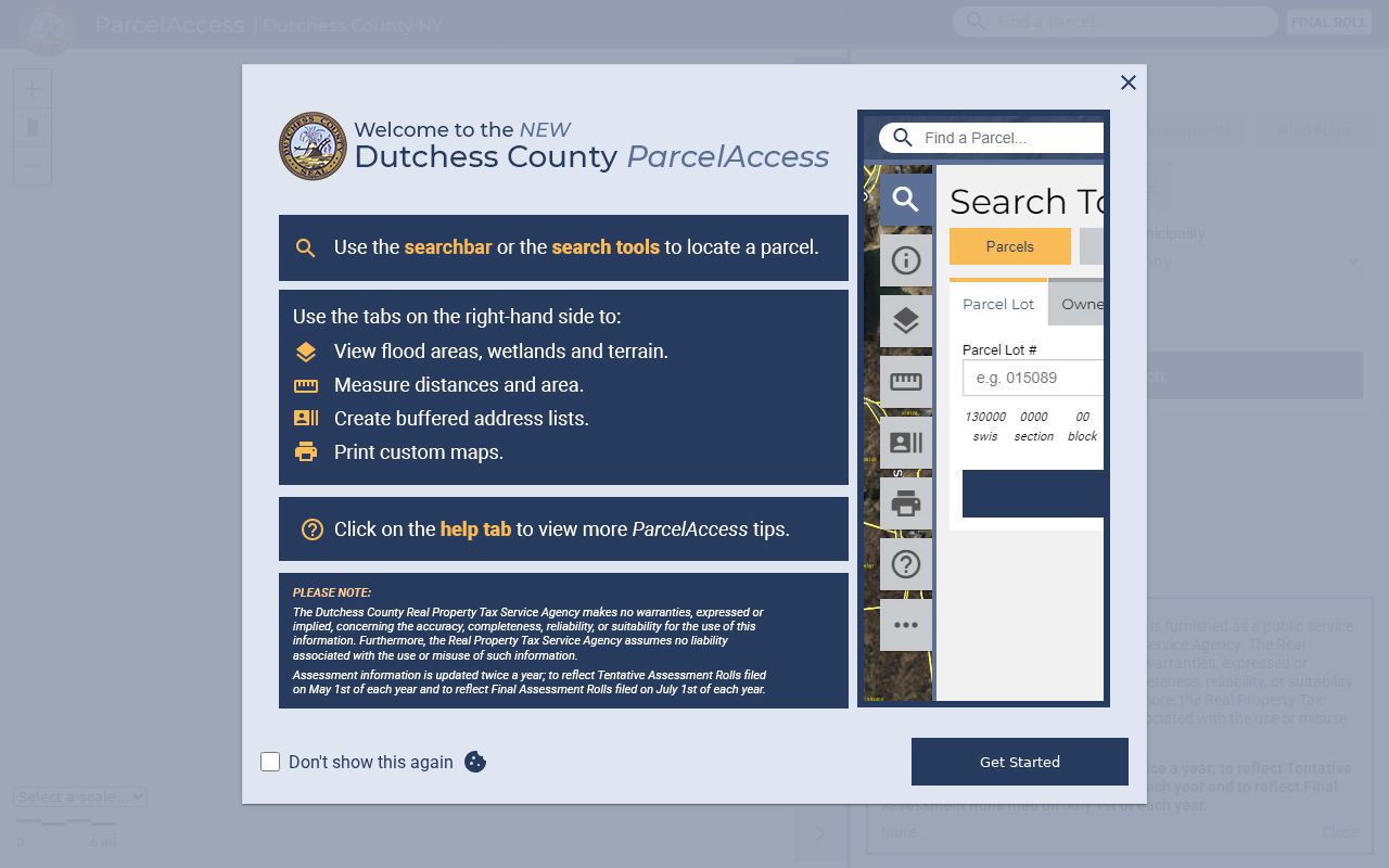Wappinger residents directory Dutchess ParcelAccess search fields