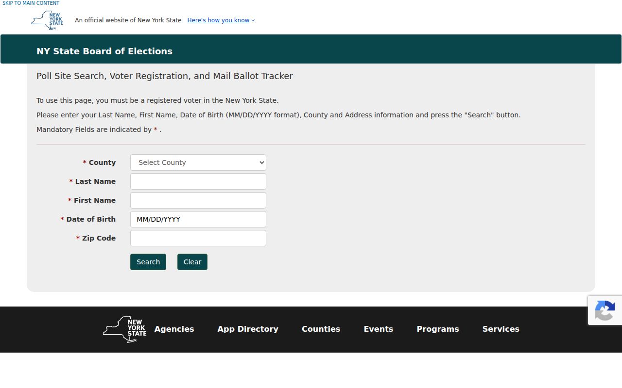 Wappinger residents directory New York voter lookup form