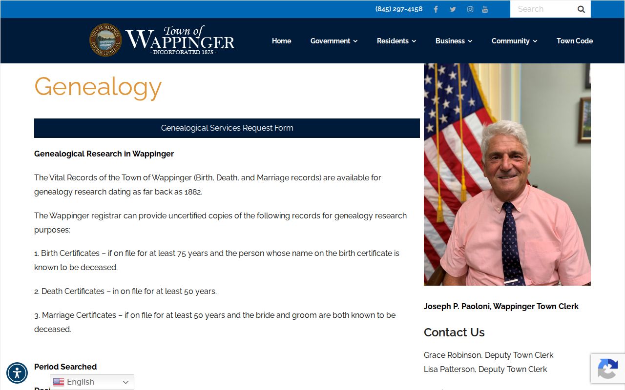 Wappinger residents directory local genealogy records information