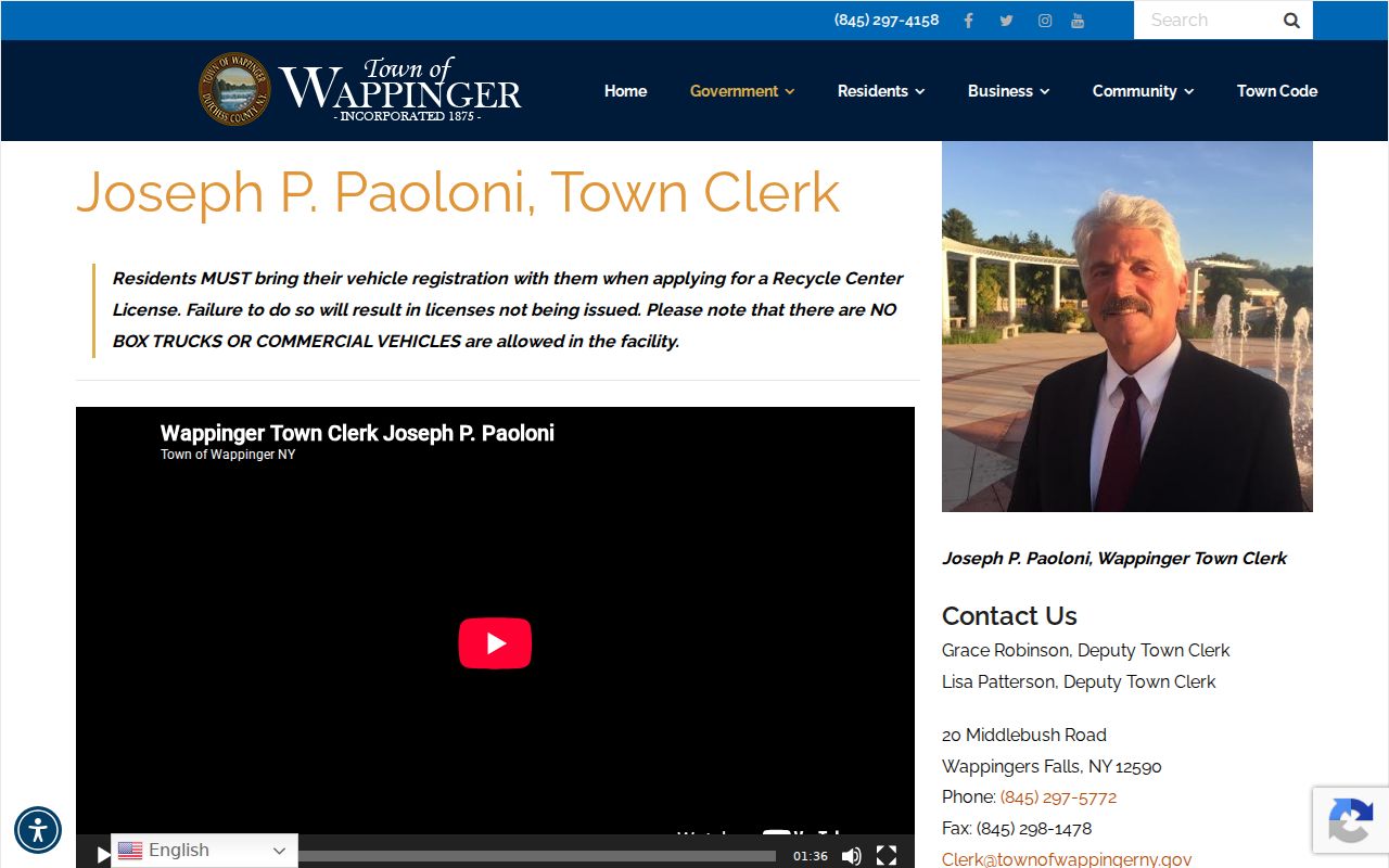 Wappinger residents directory Town Clerk records source