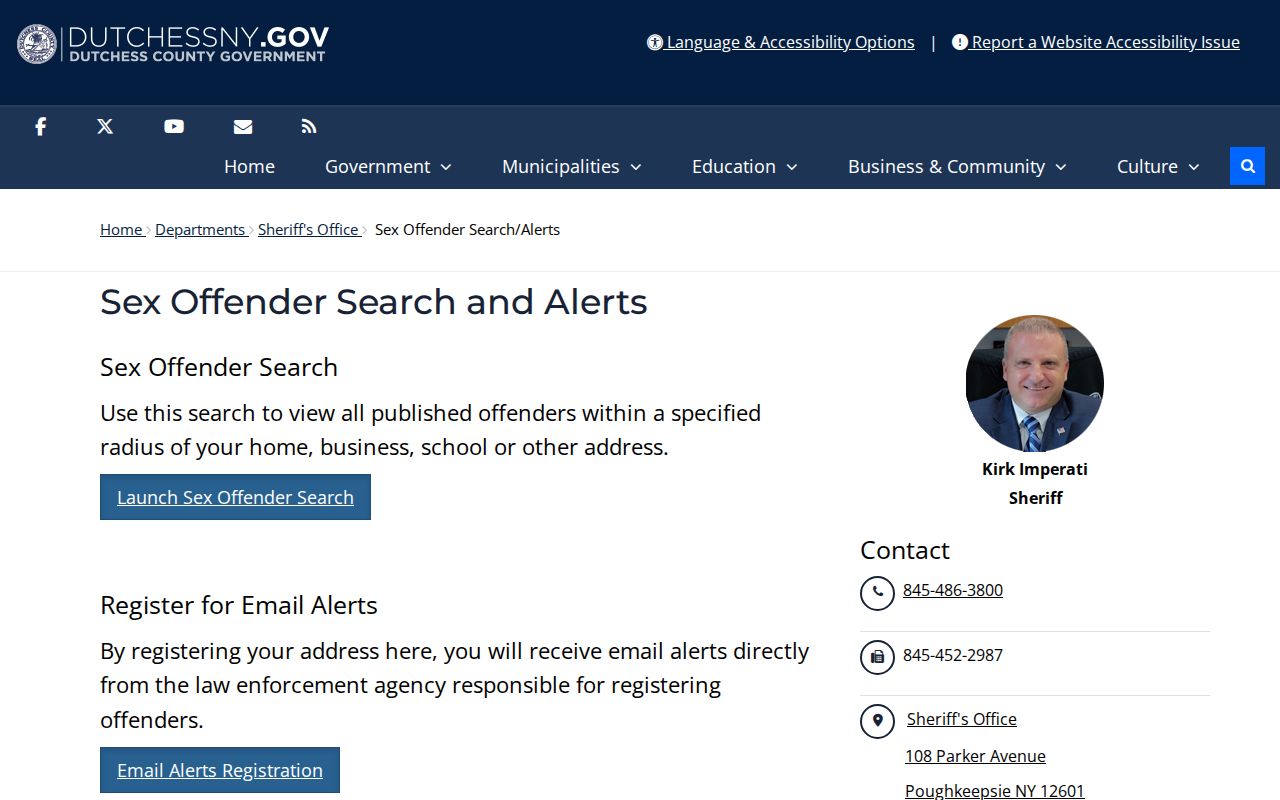 Wappinger neighbors Dutchess Sheriff published registry alert information