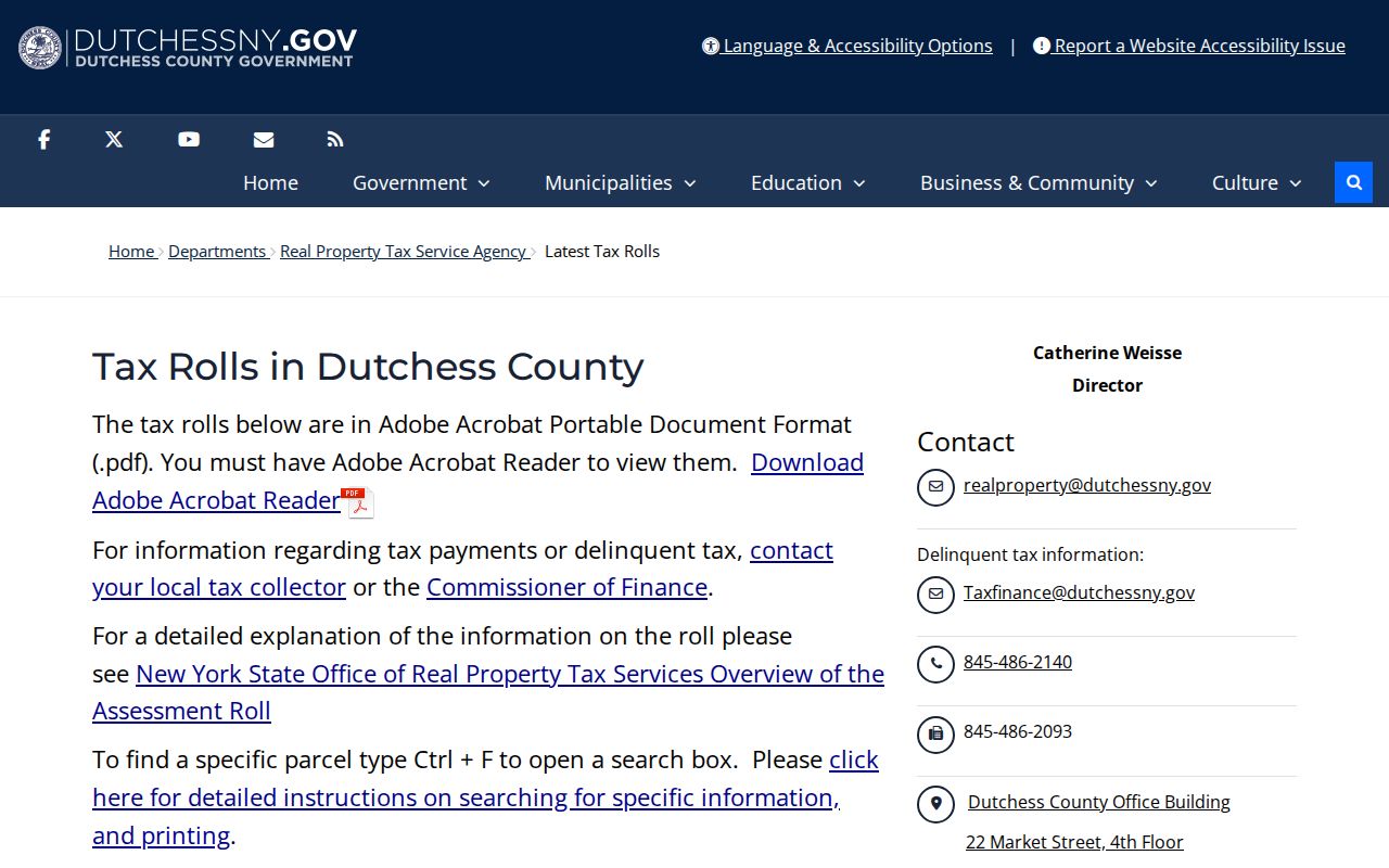 Wappinger neighbors Dutchess County dated tax roll access page