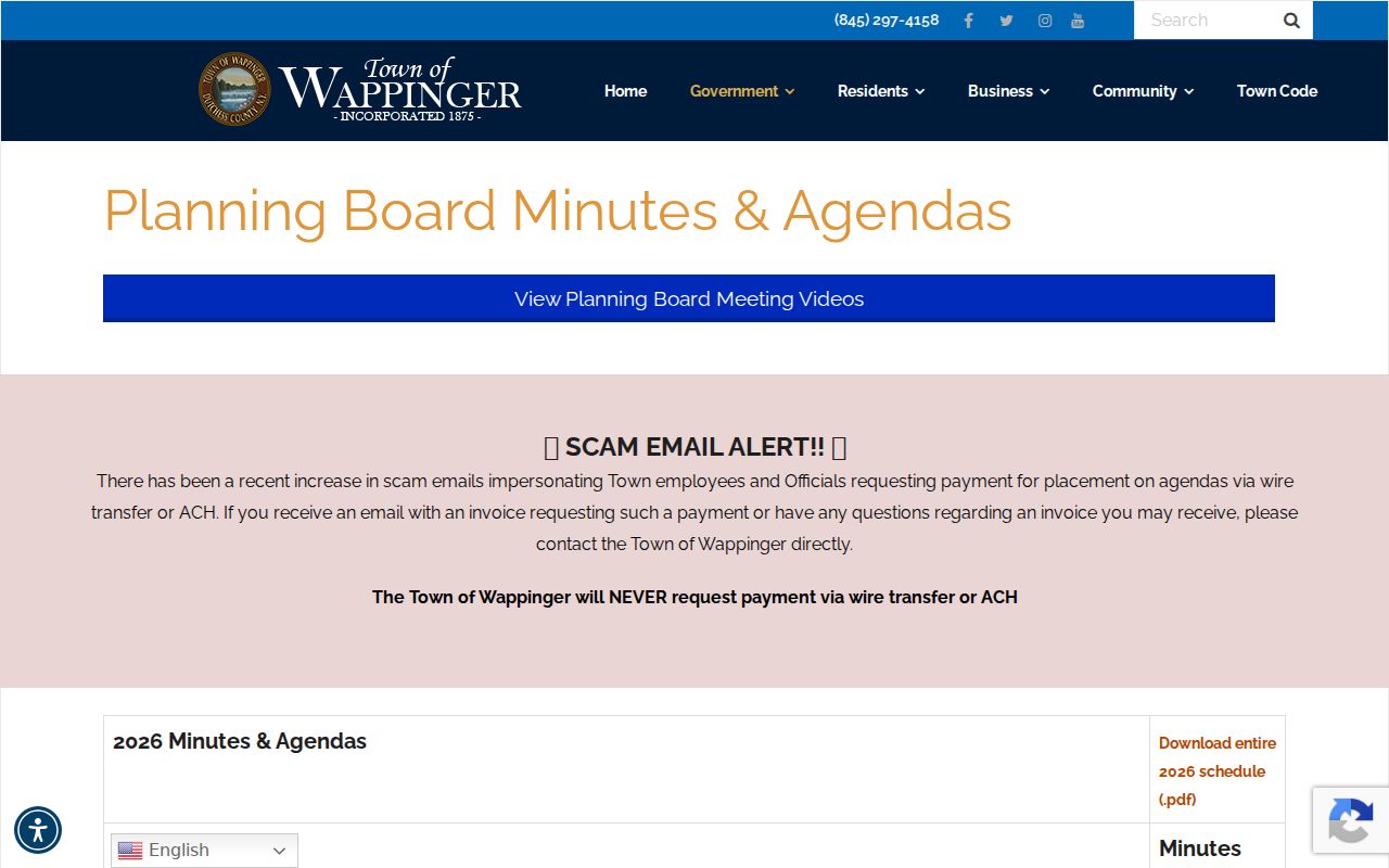 Wappinger neighbors Planning Board meeting minutes and parcel projects