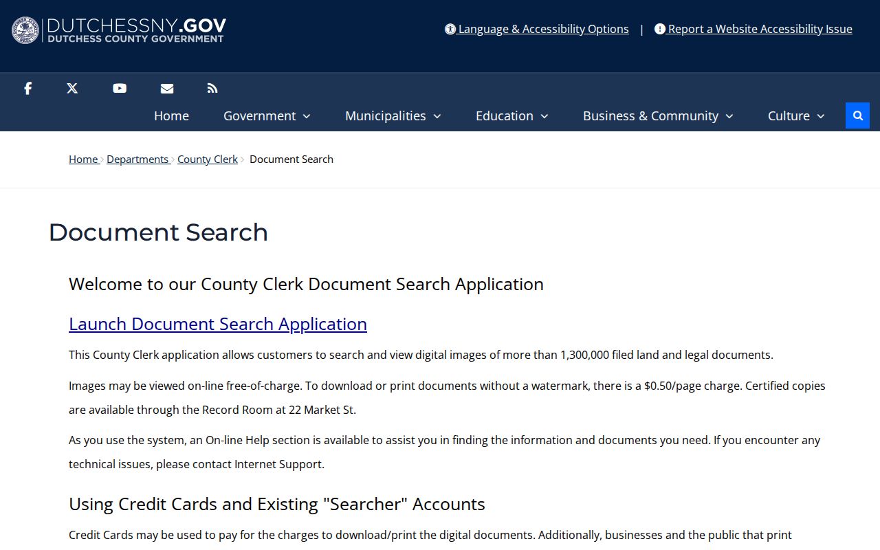 Wappinger street directory County Clerk document search information
