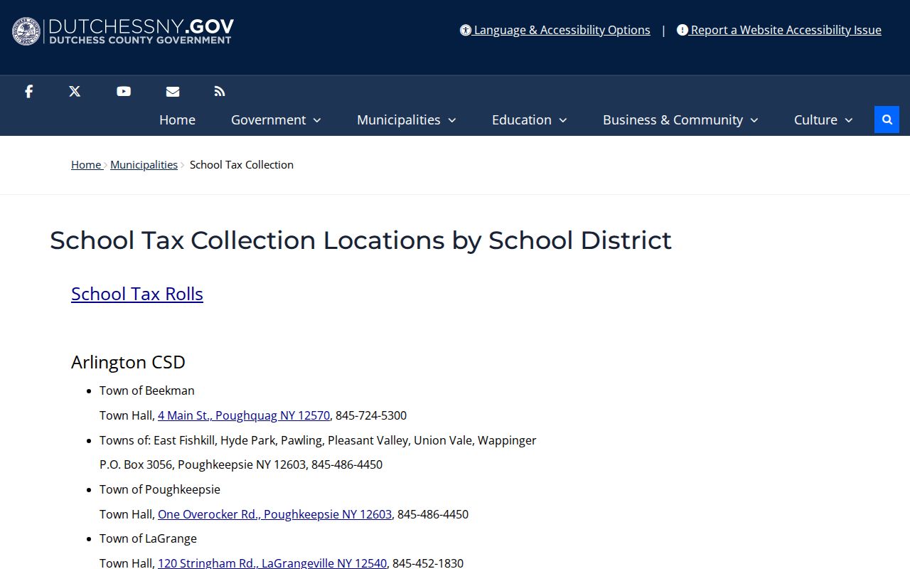 Wappinger ZIP code postal lookup Dutchess school tax collection